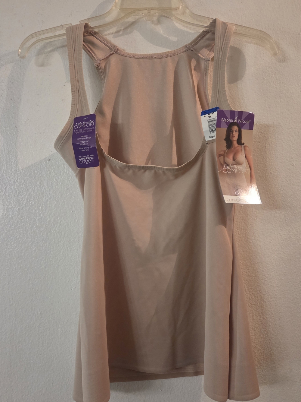 Naomi & Nicole Firm Control Shapewear Tank Top Beige XL 12-14 Seamless Stretch - Picture 3 of 4